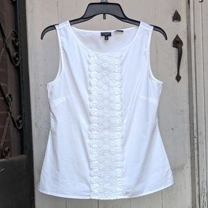 TALBOTS White Lace Panel Sleeveless Blouse